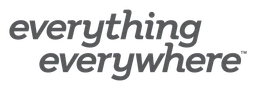 Everything Everywhere logo, monochrome wordmark version, on a transparent background