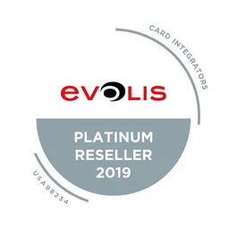 Evolis logo, white icon version, on a transparent background