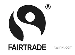 Fairtrade logo, monochrome version, on a transparent background