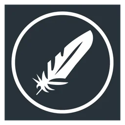 Feathercoin logo, monochrome icon version, on a transparent background