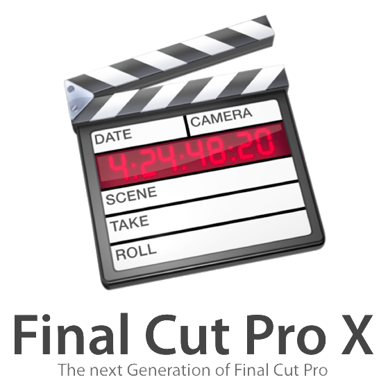 Final Cut Pro logo, monochrome icon version, on a transparent background
