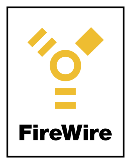 Firewire logo, white icon version, on a transparent background