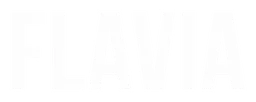 Flavia logo, white wordmark version, on a transparent background