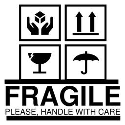 Fragile logo, monochrome icon version, on a transparent background