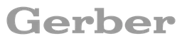 Logo de Gerber, versión logotipo monocromo, sobre fondo transparente