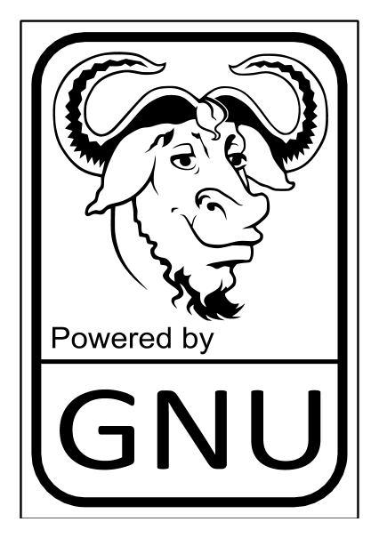Logo da Gnu, versão preto, em fundo transparente