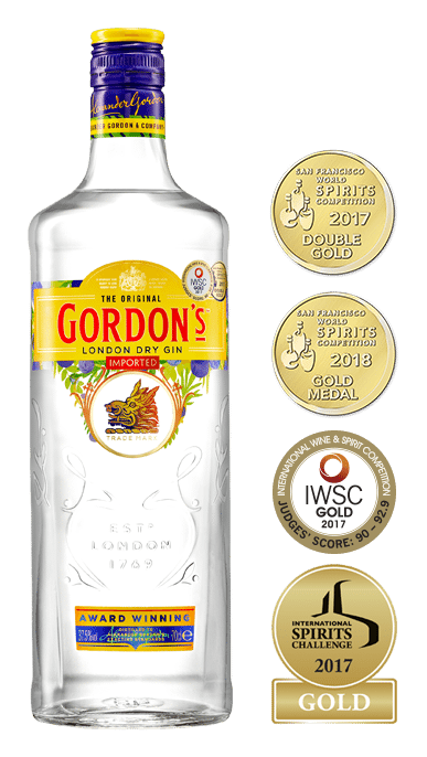 Gordons Gin logo, horizontal version, on a transparent background