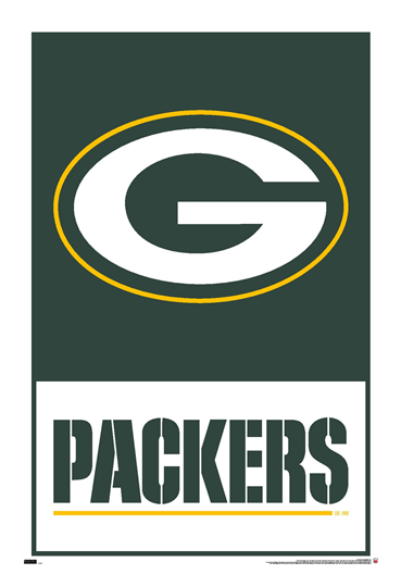 Green Bay Packers logo, monochrome version, on a transparent background