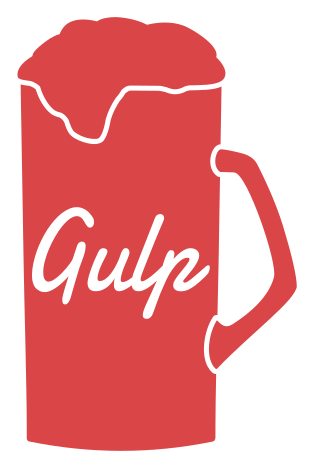 Gulp logo, horizontal version, on a transparent background