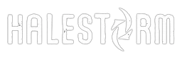 Halestorm logo, white wordmark version, on a transparent background