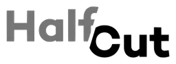 Half Com logo, black wordmark version, on a transparent background