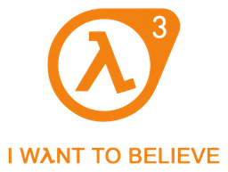 Half Life 3 logo, horizontal version, on a transparent background