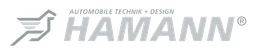 Hamann logo, white wordmark version, on a transparent background