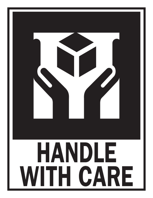 Handle With Care logo, monochrome version, on a transparent background