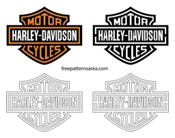 Harley Davidson logo, horizontal version, on a transparent background