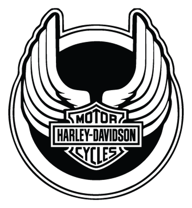 Harley Wings logo, black icon version, on a transparent background
