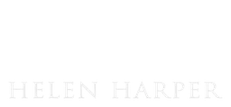 Helen Harper logo, white version, on a transparent background