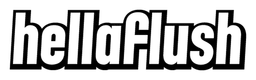 Hellaflush logo, black wordmark version, on a transparent background