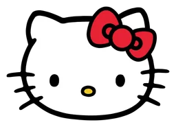 Hello Kitty logo, monochrome version, on a transparent background