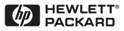 HP Hewlett Packard logo, black wordmark version, on a transparent background
