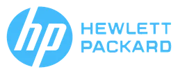 HP Hewlett Packard logo, horizontal version, on a transparent background