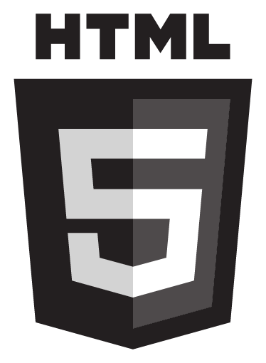 HTML5 logo, black version, on a transparent background