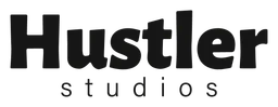 Logo da Hustler, versão logotipo preto, em fundo transparente