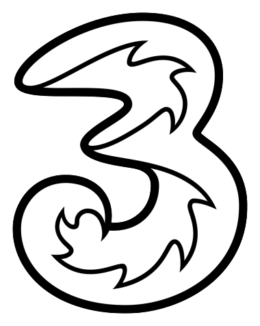 Hutchison 3 logo, monochrome version, on a transparent background