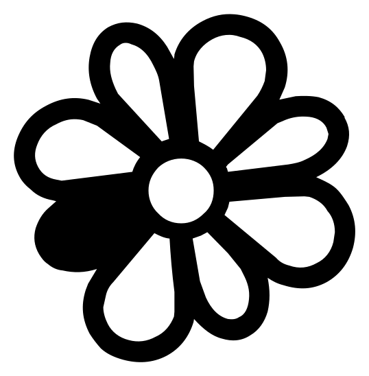 Icq logo, black icon version, on a transparent background