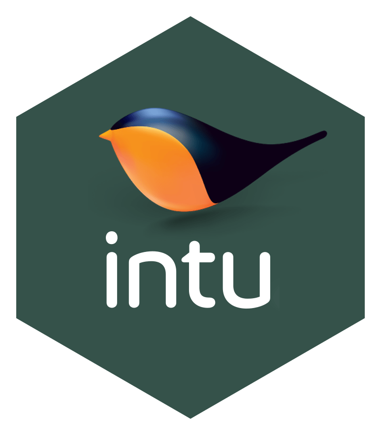 Intu logo, monochrome icon version, on a transparent background