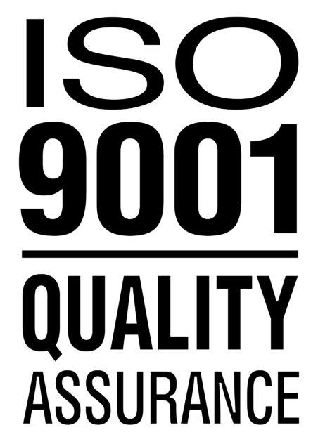 Iso 9001 logo, black version, on a transparent background