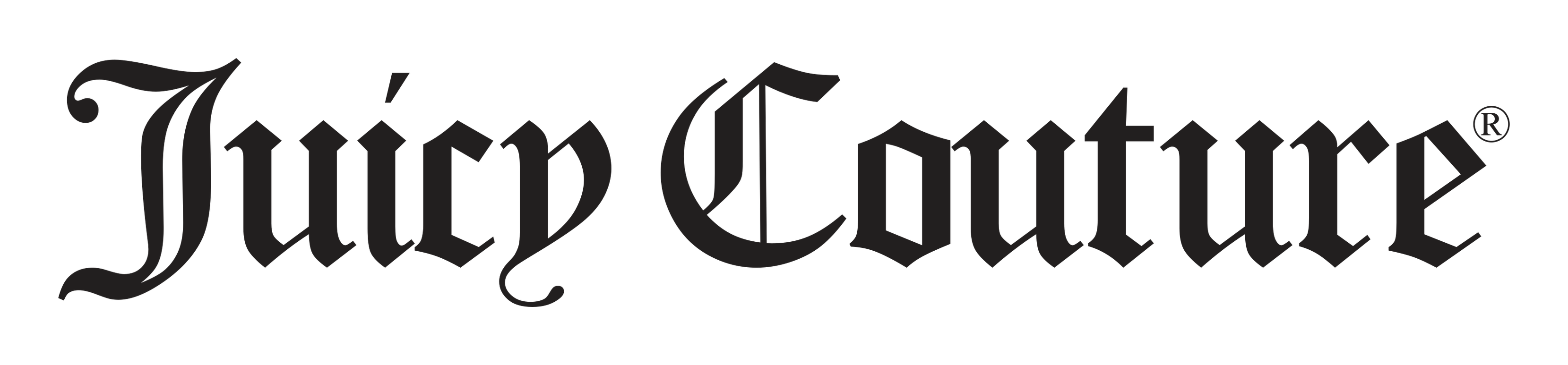 Juicy Couture logo on a transparent background