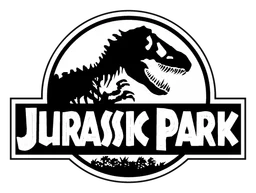 Jurassic Park logo, monochrome version, on a transparent background