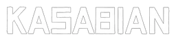 Kasabian logo, white wordmark version, on a transparent background