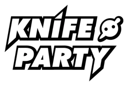 Knife Party logo, monochrome version, on a transparent background