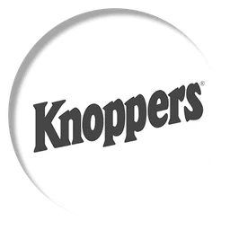 Logo de Knoppers, versión icono blanco, sobre fondo transparente