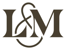 L and M logo, black version, on a transparent background