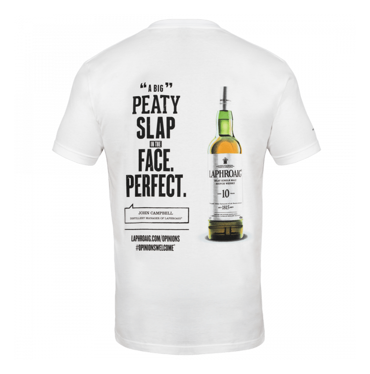 Logo da Laphroaig, versão ícone branco, em fundo transparente