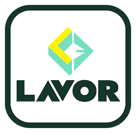 Lavorwash logo, white icon version, on a transparent background