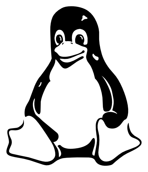 Linux logo, black icon version, on a transparent background