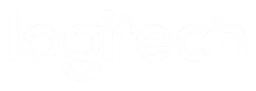 Logitech logo, white wordmark version, on a transparent background