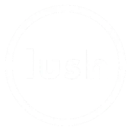 Lush logo, white icon version, on a transparent background