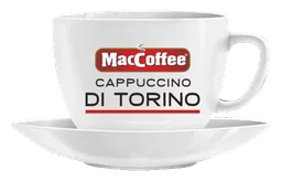 Maccoffee logo, white version, on a transparent background