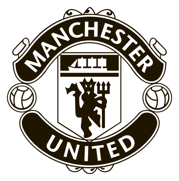 Manchester United logo, black icon version, on a transparent background