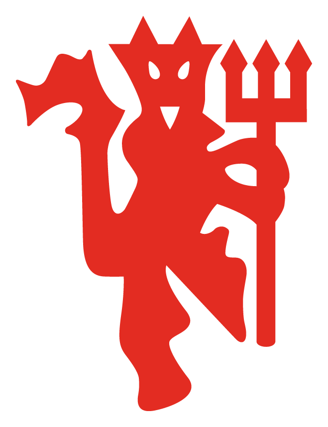 Manchester United logo, horizontal version, on a transparent background