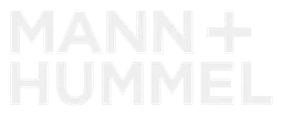 Mann Hummel logo, white wordmark version, on a transparent background
