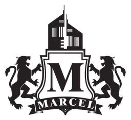 Marcel logo, black icon version, on a transparent background