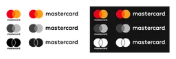 Mastercard logo, black wordmark version, on a transparent background