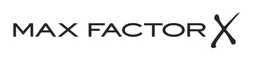 Max Factor logo, white wordmark version, on a transparent background