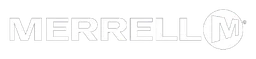 Merrell logo, white wordmark version, on a transparent background